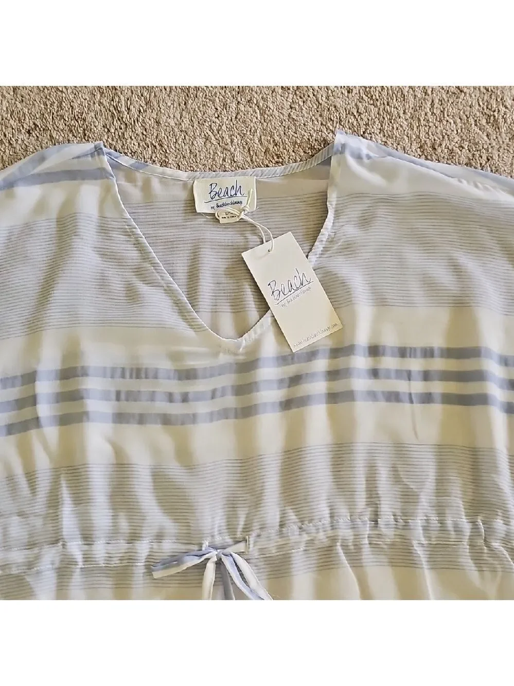 Beachlunchlounge Blue and White Striped Oversized Shirt
